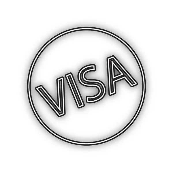 签证卡标志插图 双轮廓黑色图标 白色背景为柔和阴影 — 图库矢量图片