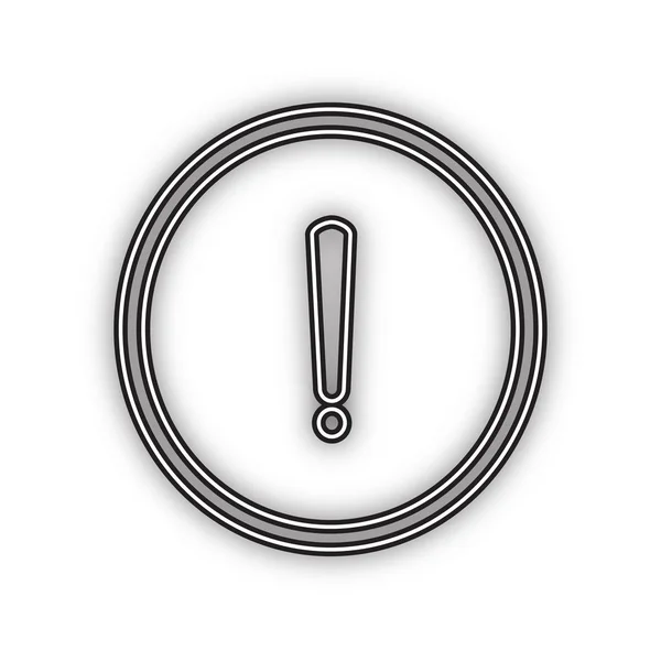 Exclamation Mark Sign Vector Double Contour Black Icon Soft Shadow — Stock Vector