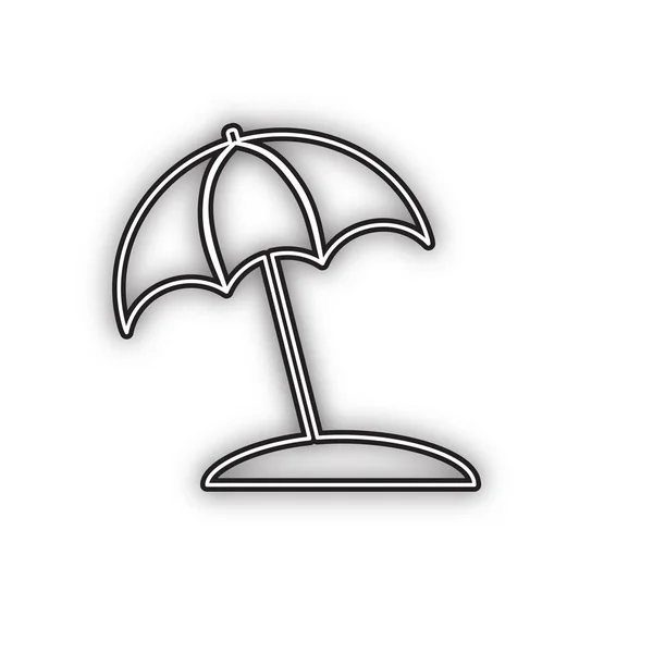 Nápis Deštníků Slunečníků Vektorové Dvojitá Ikona Obrysu Měkkým Stínem Bílém — Stockový vektor