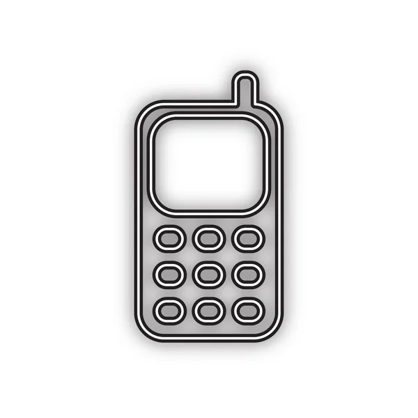 Značka Mobilního Telefonu Vektorové Dvojitá Ikona Obrysu Měkkým Stínem Bílém — Stockový vektor