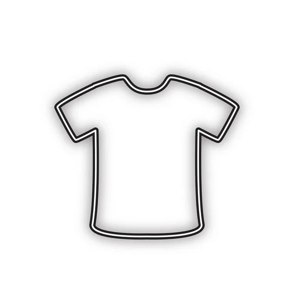 Sinal Shirt Vector Ícone Preto Contorno Duplo Com Sombra Suave — Vetor de Stock