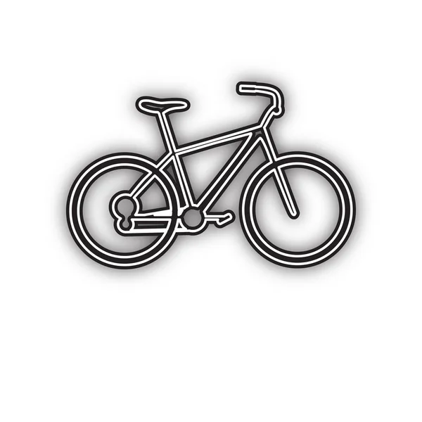 Bicycle Bike Sign Vector Double Contour Black Icon Soft Shadow — Stock Vector