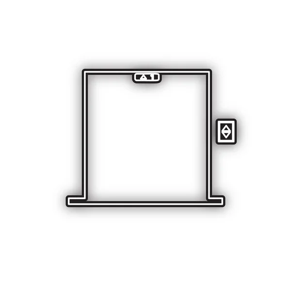 Elevators Door Sign Vector Double Contour Black Icon Soft Shadow — Stock Vector