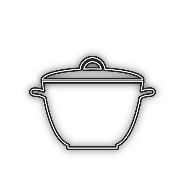 Casserole Signe Simple Vecteur Icône Noire Double Contour Avec Ombre — Image vectorielle