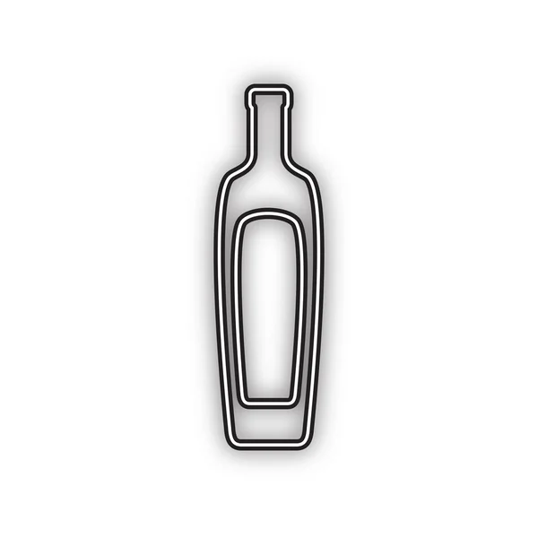 Olivenölflaschenschild Vektor Schwarzes Symbol Mit Doppelter Kontur Und Weichem Schatten — Stockvektor