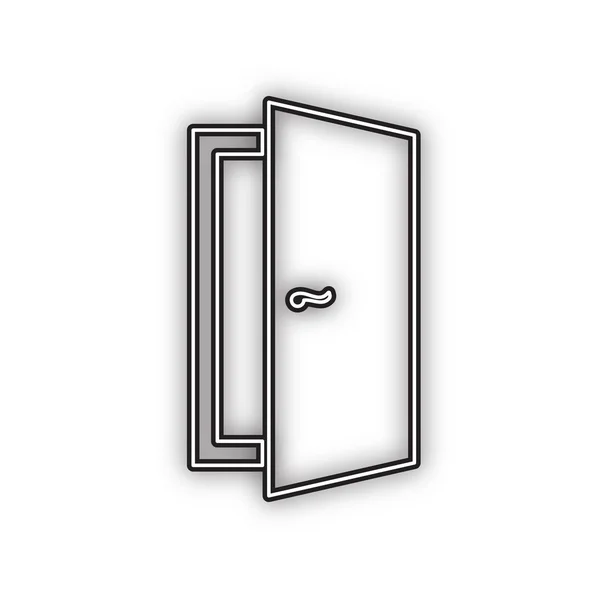 Illustration Panneau Porte Vecteur Icône Noire Double Contour Avec Ombre — Image vectorielle