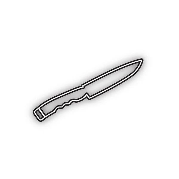 Señal Cuchillo Vector Icono Negro Doble Contorno Con Sombra Suave — Vector de stock