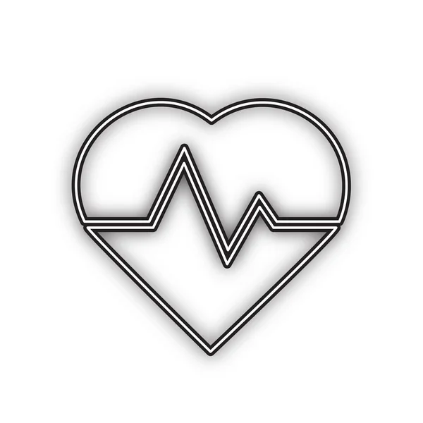 Heartbeat Sign Illustration Vector Double Contour Black Icon Soft Shadow — Stock Vector