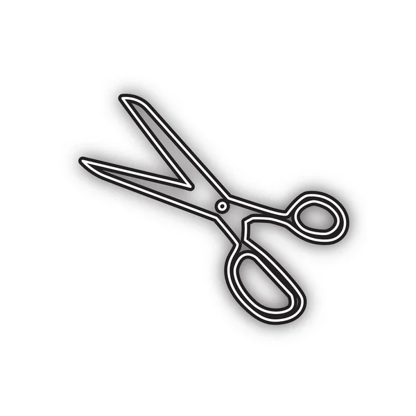 Ciseaux Signe Illustration Vecteur Icône Noire Double Contour Avec Ombre — Image vectorielle