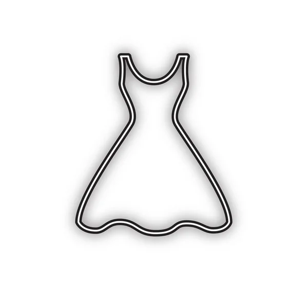 Woman Dress Sign Vector Double Contour Black Icon Soft Shadow — 스톡 벡터