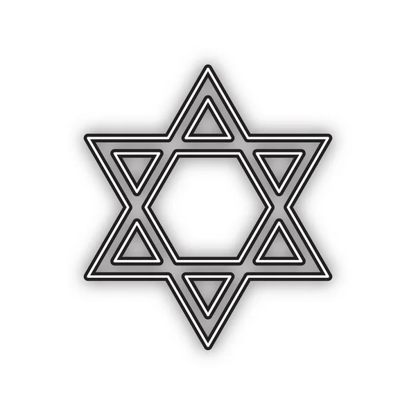 Štít Magen David Star Symbol Izraele Vektorové Dvojitá Ikona Obrysu — Stockový vektor