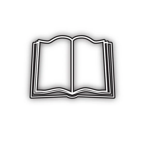 ブックサイン ベクトル 白い背景に柔らかい影を持つ二重輪郭黒のアイコン — ストックベクタ