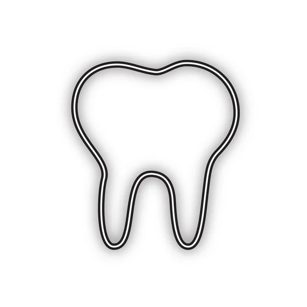 Иллюстрация Зубного Знака Вектор Двойной Контурный Черный Значок Мягкой Тенью — стоковый вектор