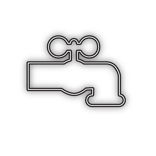 Wasserhahn Zeichen Illustration Vektor Schwarzes Symbol Mit Doppelter Kontur Und — Stockvektor