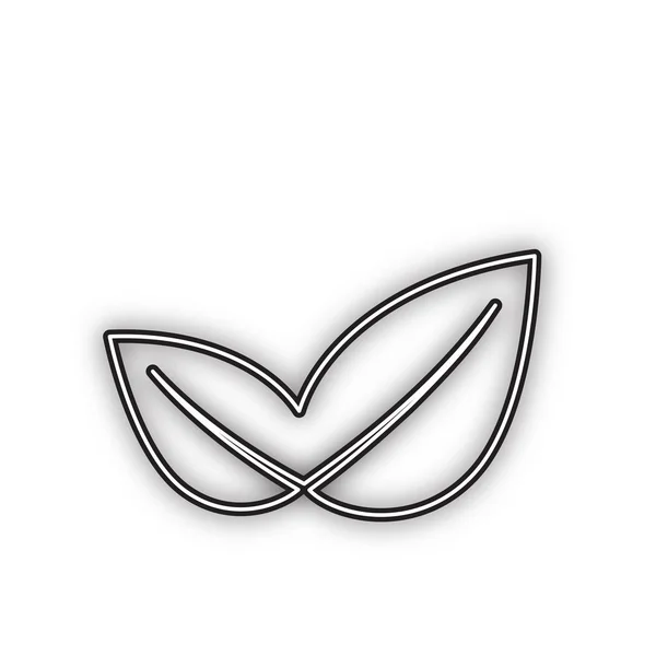 Leaf Sign Illustration Vector Icono Negro Doble Contorno Con Sombra — Vector de stock