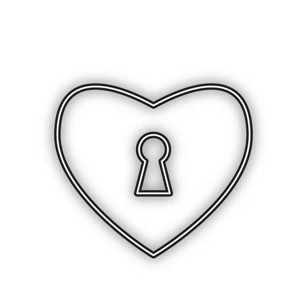 Corazón Con Signo Bloqueo Vector Icono Negro Doble Contorno Con — Vector de stock