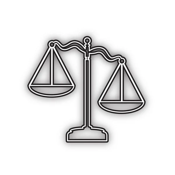 Mérlegek Igazságszolgáltatás Jele Vektor Dupla Kontúr Fekete Ikon Lágy Árnyékkal — Stock Vector