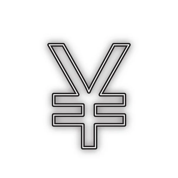 Yen Zeichen Vektor Schwarzes Symbol Mit Doppelter Kontur Und Weichem — Stockvektor