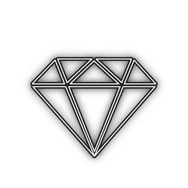 Illustration Diamant Vecteur Icône Noire Double Contour Avec Ombre Douce — Image vectorielle