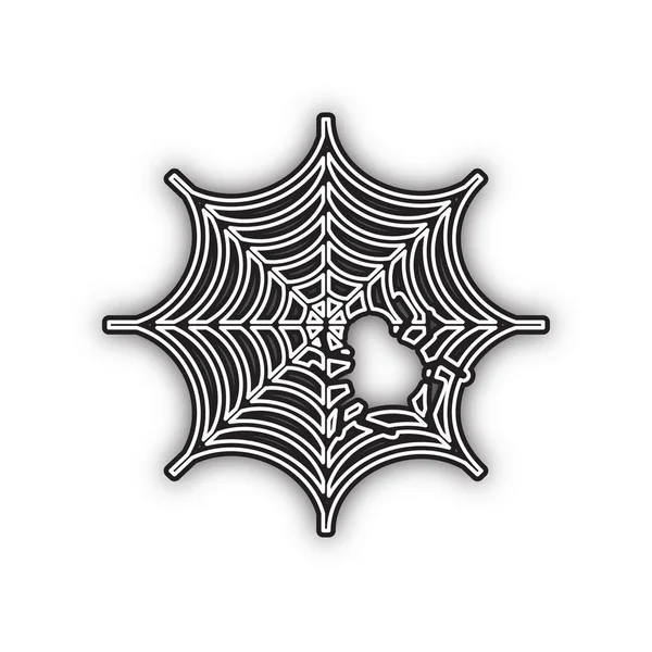 Spider Ilustración Web Vector Icono Negro Doble Contorno Con Sombra — Archivo Imágenes Vectoriales