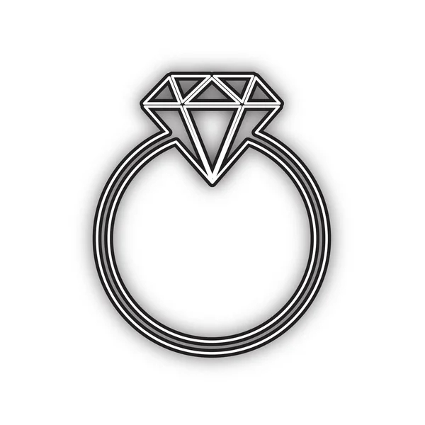 ダイヤモンドサインイラスト ベクトル 白い背景に柔らかい影を持つ二重輪郭黒のアイコン — ストックベクタ