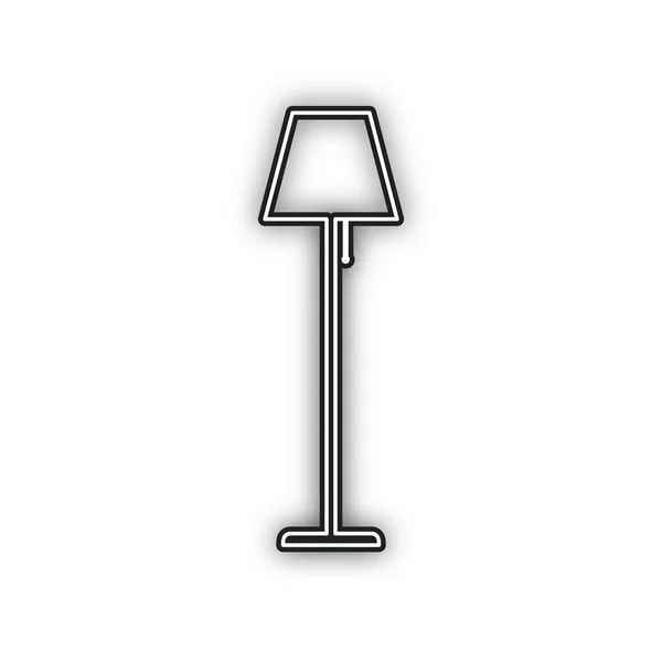 Lámpara Pie Signo Ilustración Vector Icono Negro Doble Contorno Con — Vector de stock