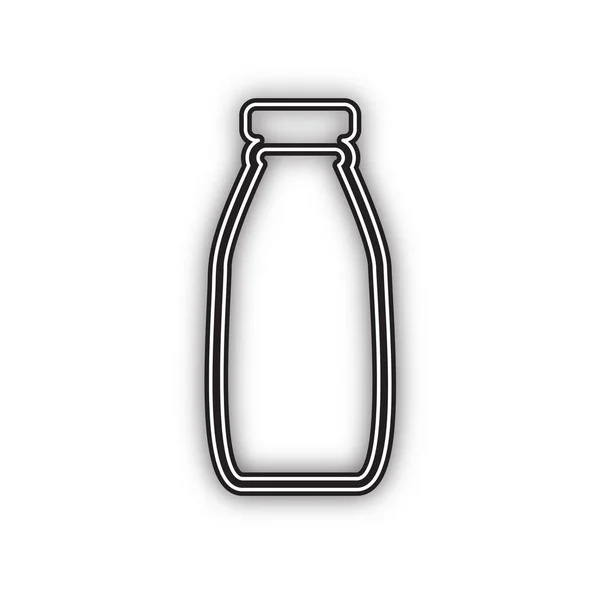 Milk Bottle Sign Vector Double Contour Black Icon Soft Shadow — Stock Vector