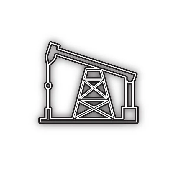 Oil Drilling Rig Sign Vector Double Contour Black Icon Soft — Stock Vector