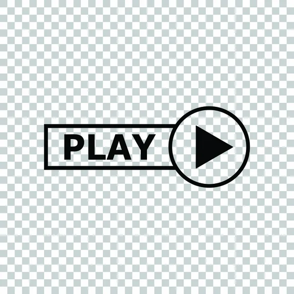 Παίξτε πινακίδα κουμπιού. Μαύρο εικονίδιο σε διαφανές φόντο. Illustra — Διανυσματικό Αρχείο