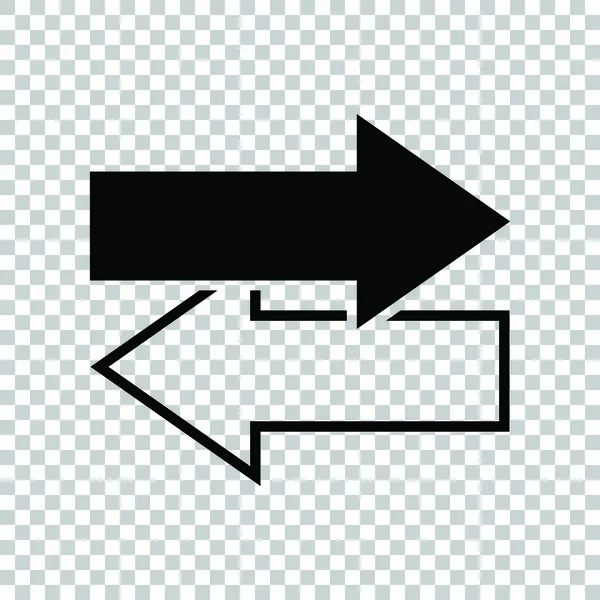 Βέλη αριστερά δεξιά εικονίδιο. Σήμα ανταλλαγής. Μαύρο εικονίδιο σε διαφανή — Διανυσματικό Αρχείο