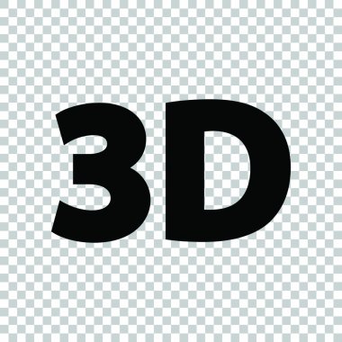3d grafik sembolü işareti. Saydam arka planda siyah simge. Ⅰ