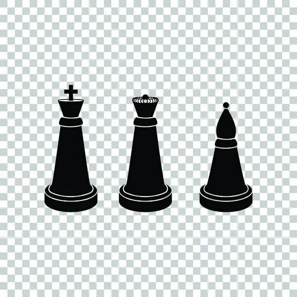 Chess figures sign. Black icon on transparent background. Illust — Stock Vector