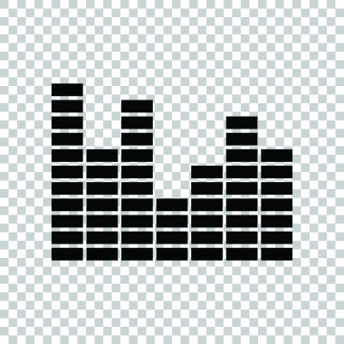 Ekolayzır. Müzik. Ses işareti. Saydam backgrou üzerinde siyah simge