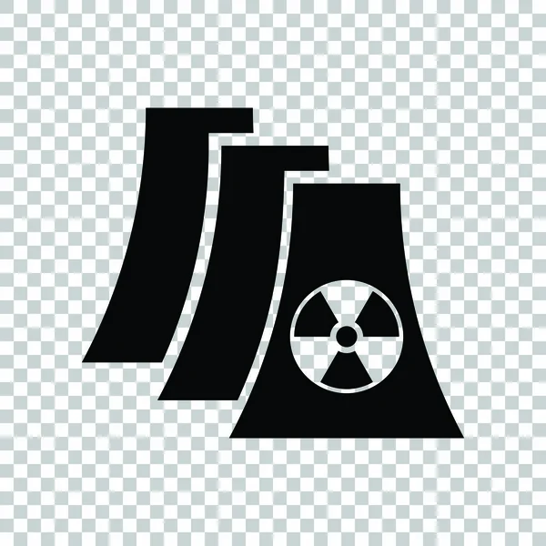 Nuclear power plant sign. Black icon on transparent background. — Stock Vector