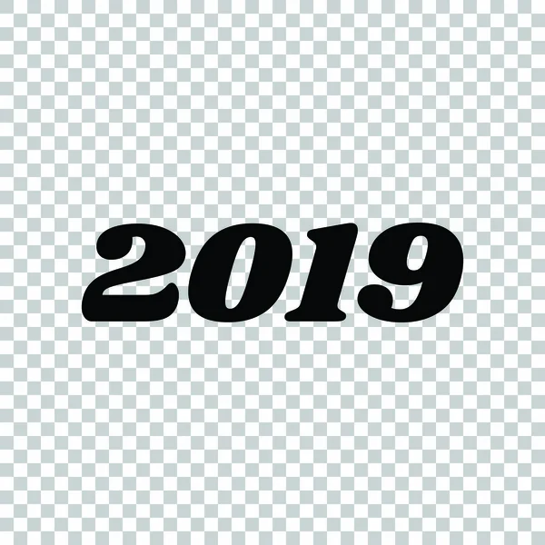 Illustration année 2019. Icône noire sur fond transparent. Il — Image vectorielle