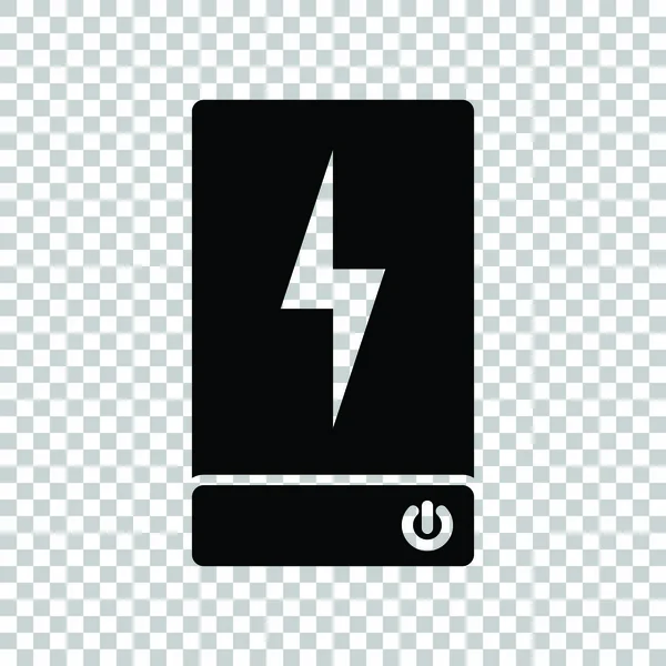 Power Bank batterij teken. Zwart pictogram op transparante achtergrond. I — Stockvector