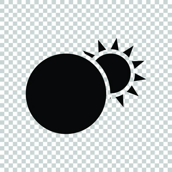 Solar eclipse sign. Black icon on transparent background. Illust — Stock Vector