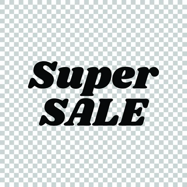 Inscription Super Sale. Icône noire sur fond transparent. Il — Image vectorielle