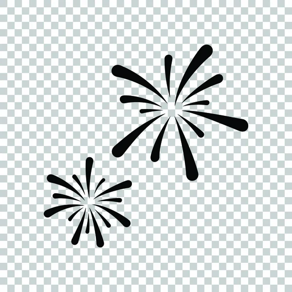 Segnale dei fuochi d'artificio. Icona nera su sfondo trasparente. Illustratio — Vettoriale Stock