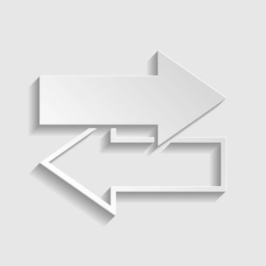 Oklar sol sağ simgesi. Değişim işareti. Kağıt stili simgesi. Illustr