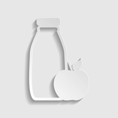 Bottle with apple. Dietology sign. Paper style icon. Illustratio clipart