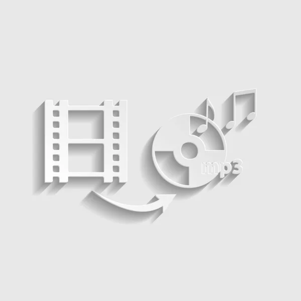 Signe de convertisseur vidéo-audio. icône de style papier. Illustration . — Image vectorielle