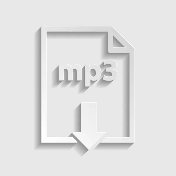 Mp3 download sign. Paper style icon. Illustration.