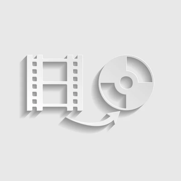 Stockage de données vidéo sur un disque compact signe. icône de style papier. Illus — Image vectorielle