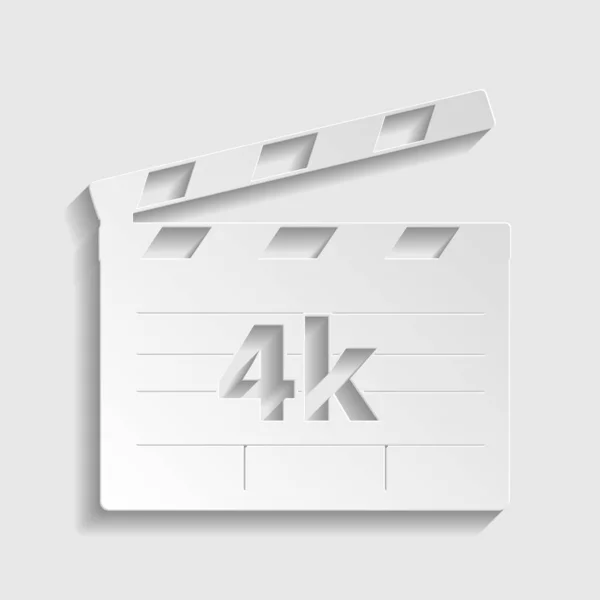 Signo de película 4k. Icono estilo papel. Ilustración . — Vector de stock