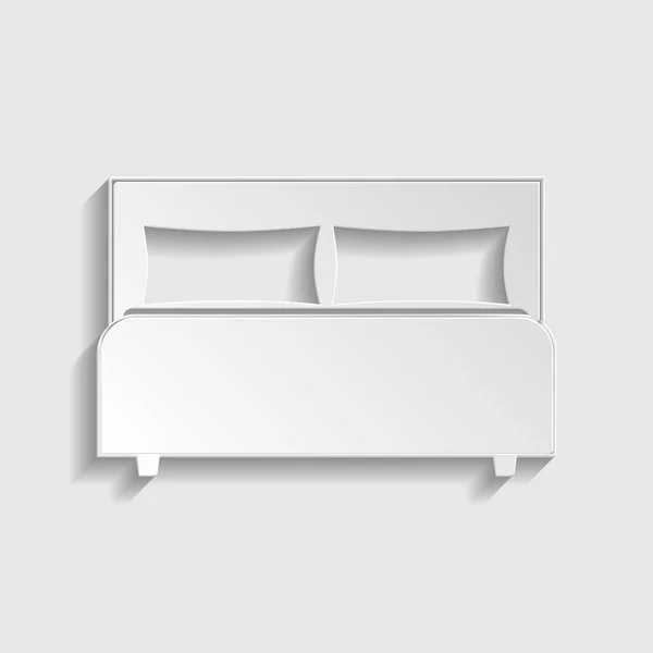 Señal de cama. Icono estilo papel. Ilustración . — Vector de stock