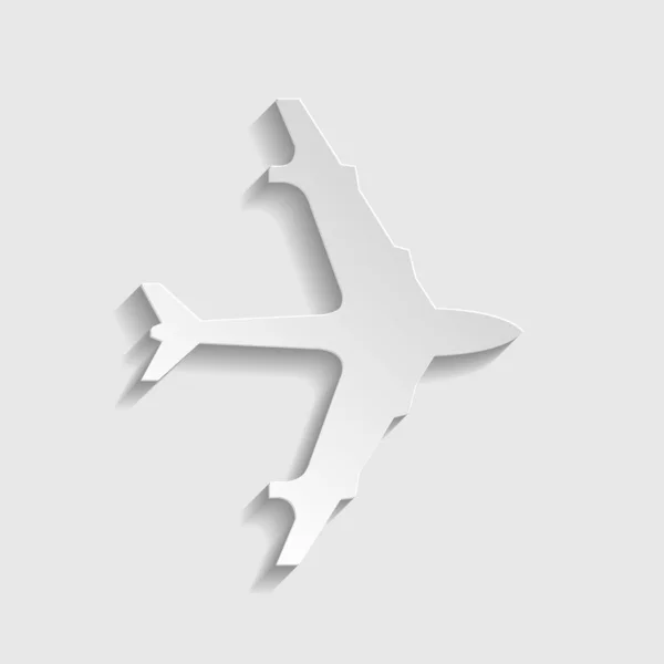 Uçak işareti. Kağıt stili simgesi. Illüstrasyon. — Stok Vektör