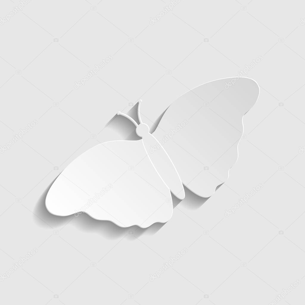 Butterfly sign. Paper style icon. Illustration.