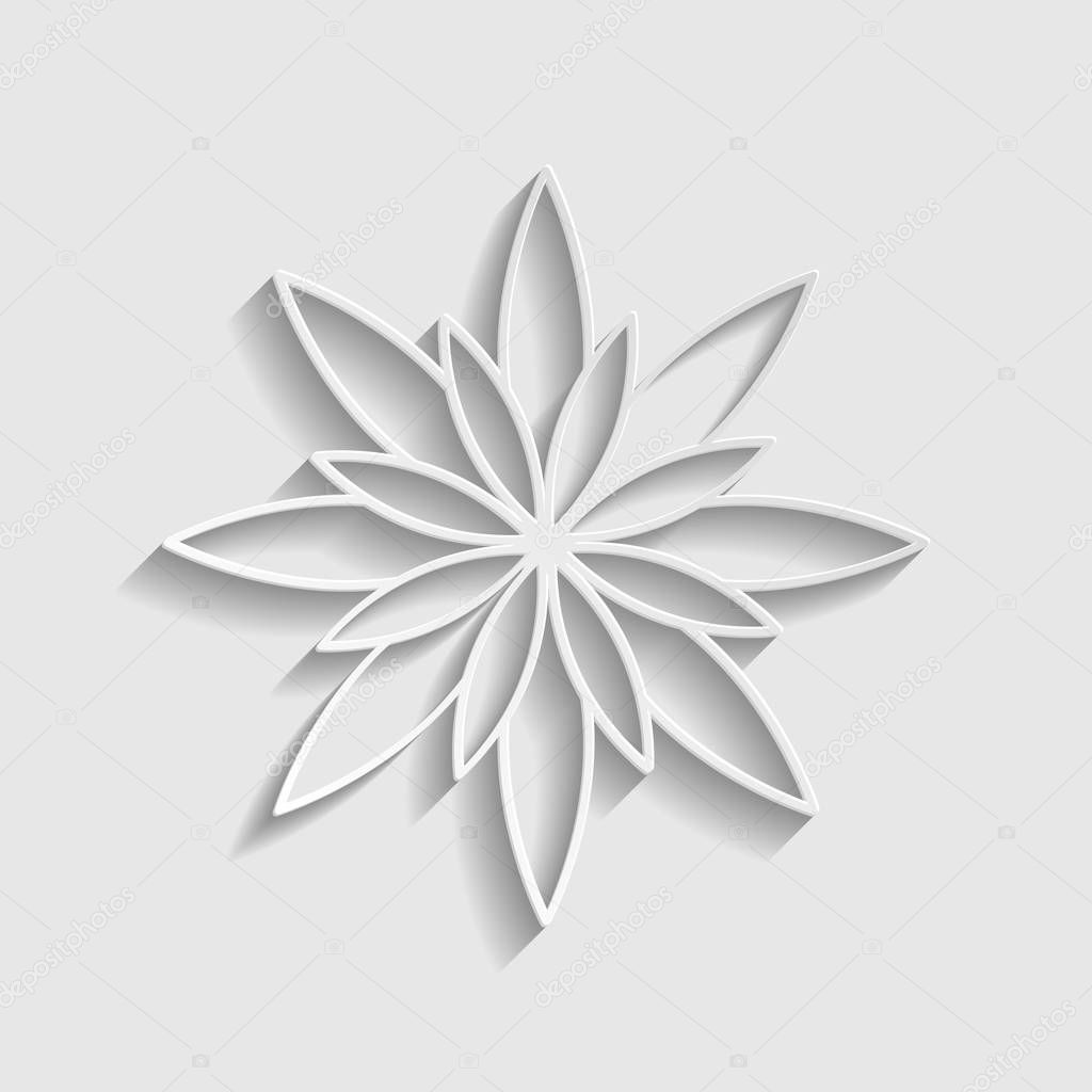 Flower sign. Paper style icon. Illustration.