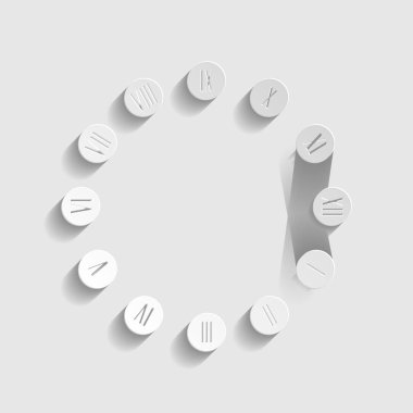 Saat yüz işareti. Kağıt stili simgesi. Illüstrasyon.